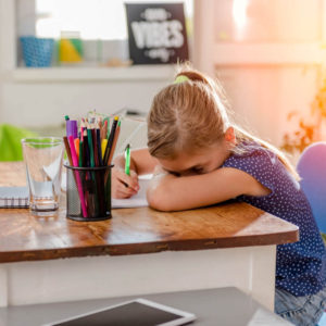 elementary student with test anxiety during a standardized test