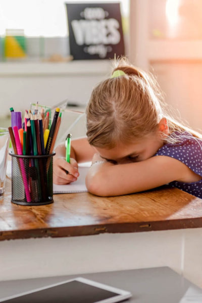 elementary student with test anxiety during a standardized test