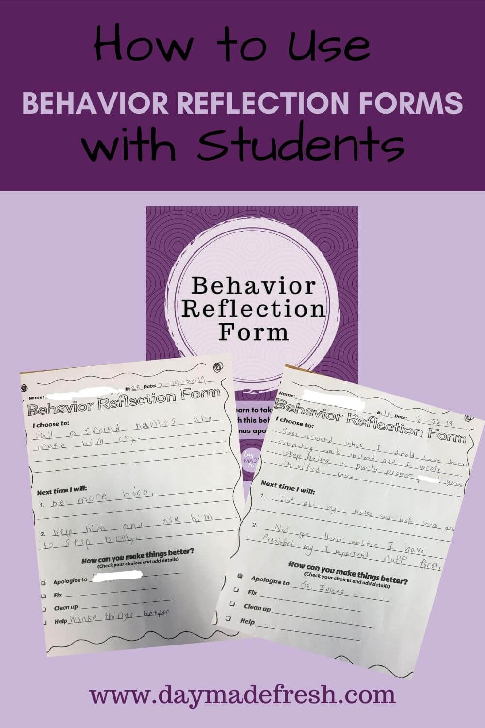 Examples of Student Behavior Reflection Forms: How to Use Behavior Reflection Forms with Students