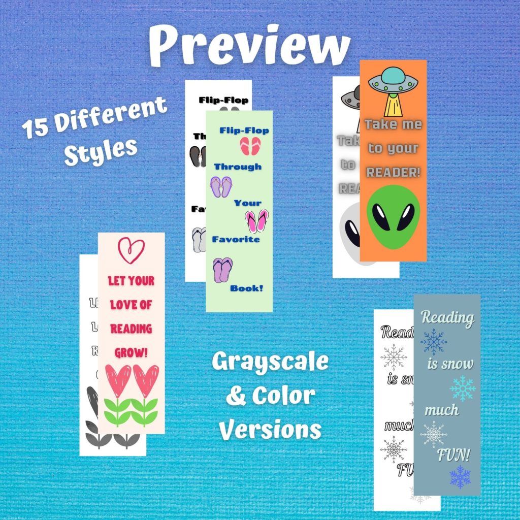 Student Gift Bookmark Examples (Valentine's Day, Summer, Winter, & Aliens)