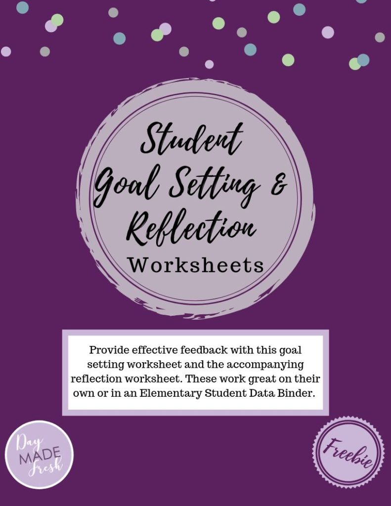 Cover Page for Student Goal Setting & Reflection Worksheets - Use with a student data binder.