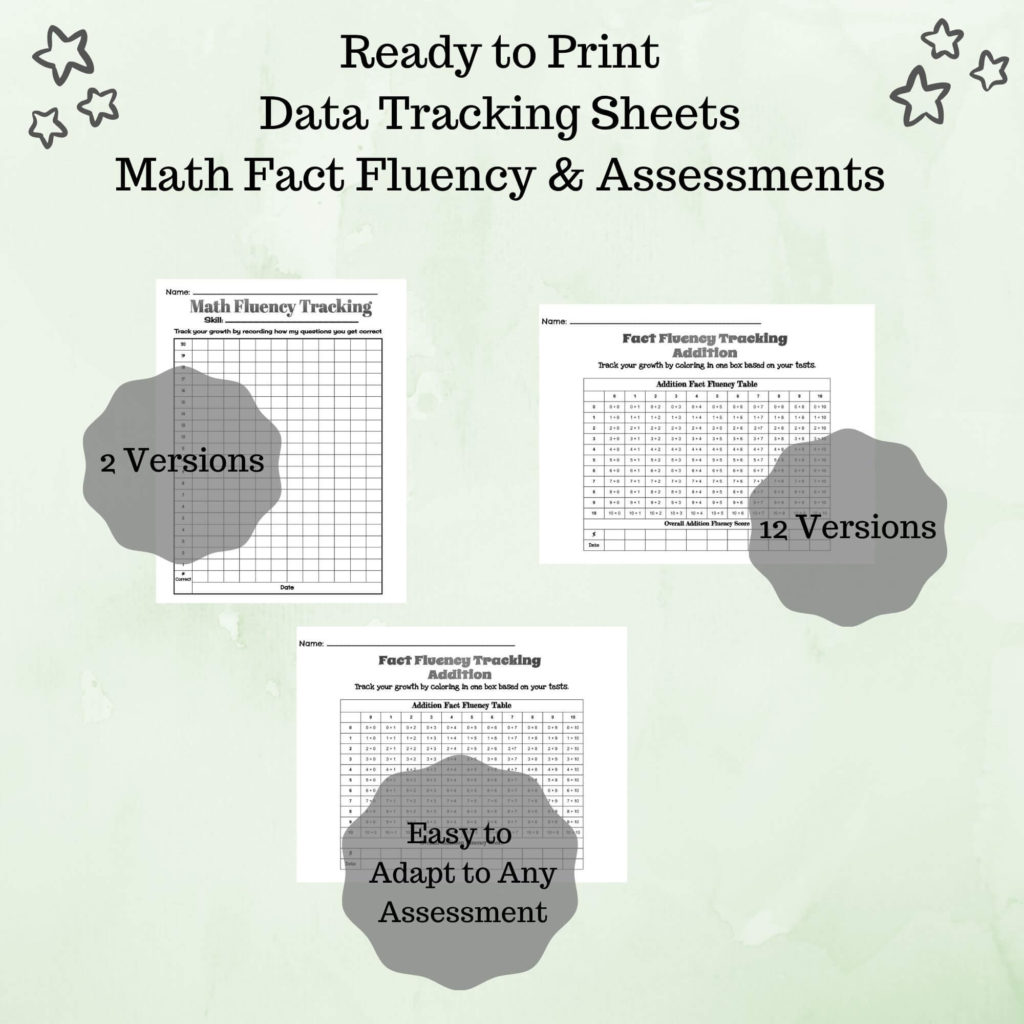 Examples of Math Data Tracking Sheets for a Student Data Binder