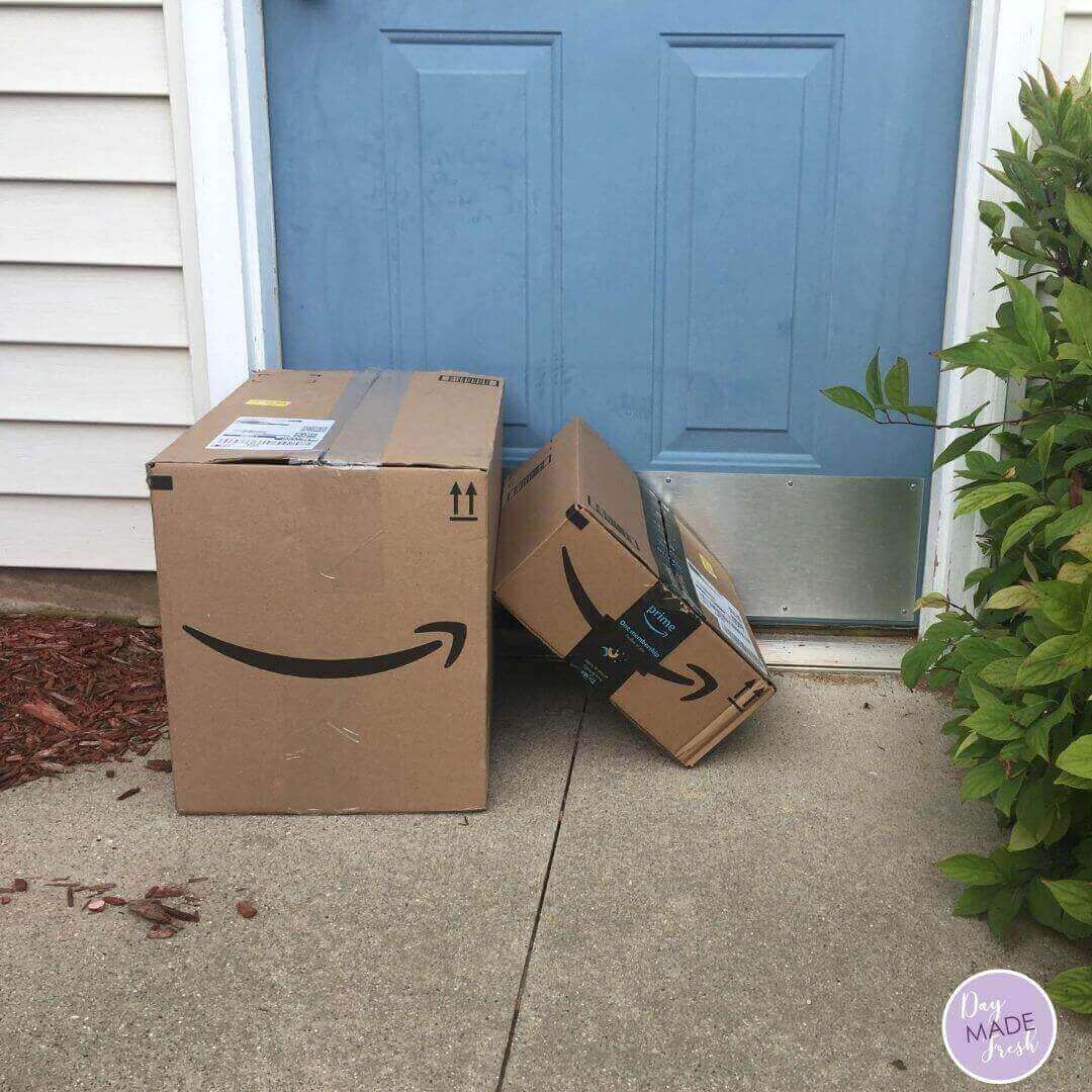 Amazon Subscribe and Save Packages at a blue door