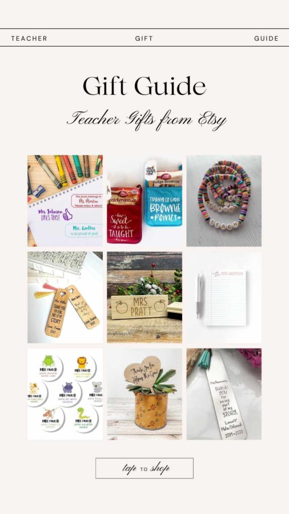 Gift Guide of nine Teacher Gifts from Etsy 